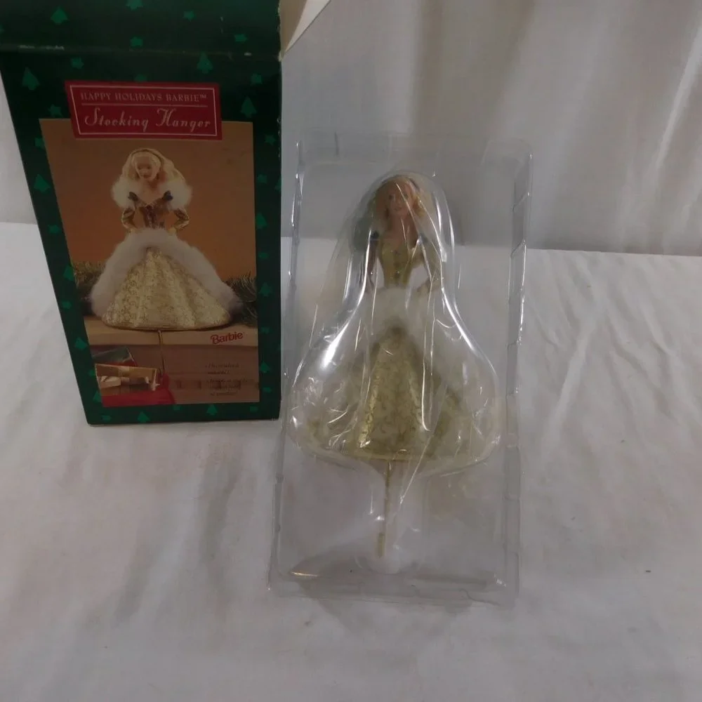 Hallmark,‎ Barbie, Christmas stocking hanger New in Box removed for pictures